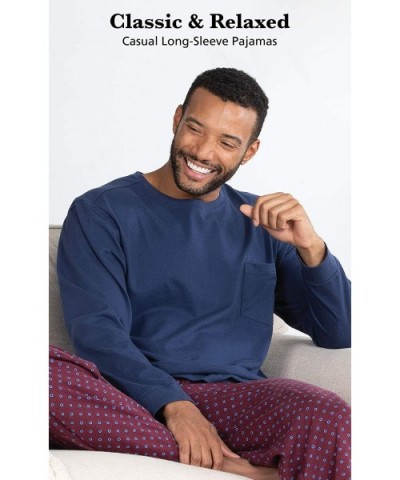 Pajamas for Men Cotton - Mens Pajama Sets - Burgundy - CP18GCL34EA $77.64 Sleep Sets