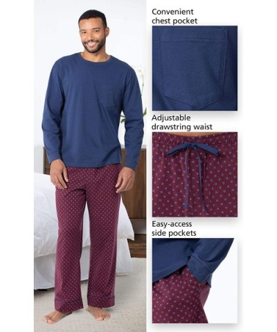 Pajamas for Men Cotton - Mens Pajama Sets - Burgundy - CP18GCL34EA $77.64 Sleep Sets