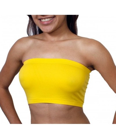 Plus Size Bandeau Tube Bra - Seamless! Many Colors! FITS 1X-2X-3X - Yellow - CD11ZL5EY99 $14.01 Bras