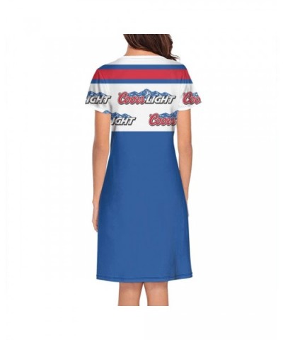 Short Sleeve Nightgowns Women's Beer-Coors-Original-Logo- Sleepwear - Coors Light Sign - CQ196M2GXDQ $45.76 Nightgowns & Slee...