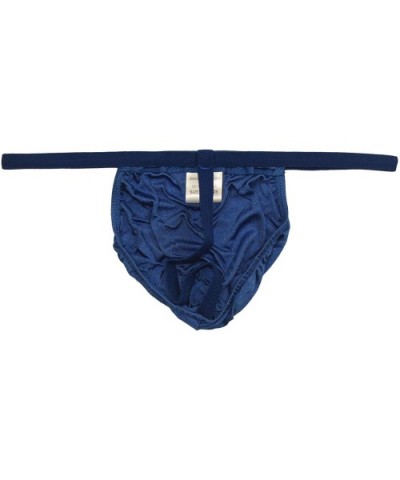 Pure Silk Knit Men's G-String Pouch Thong One Size - Blue - CU11L84HW7N $23.70 G-Strings & Thongs