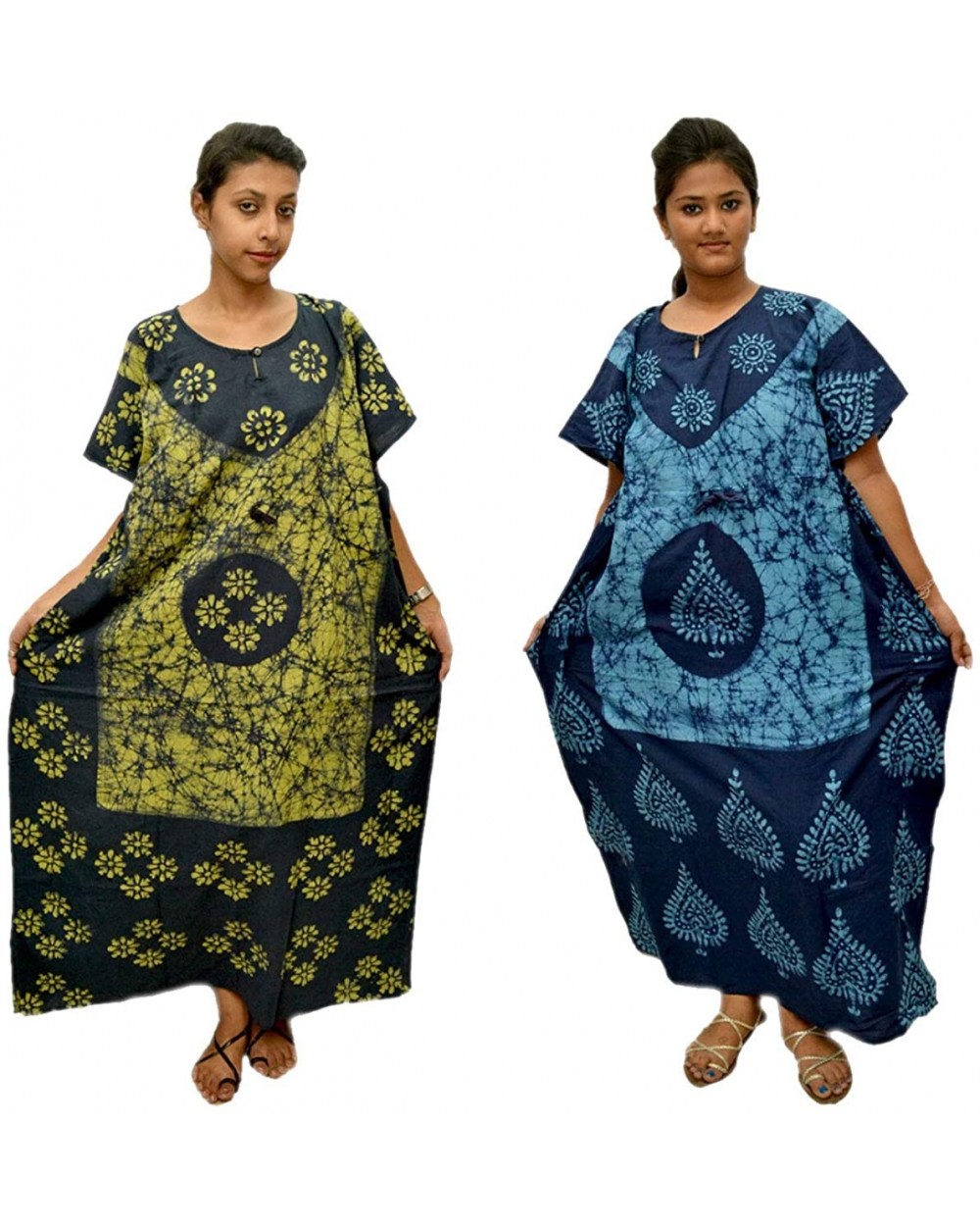 Cotton Caftan/Kaftan Combo 2 Indian Cotton Batik Bohemian Long Dress - Combo-59 - CB18O2G6LM0 $51.69 Nightgowns & Sleepshirts