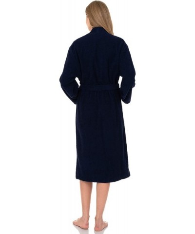 Women's Robe Turkish Cotton Terry Kimono Bathrobe Made in Turkey - Blue Depths - C4192K075UR $61.48 Robes