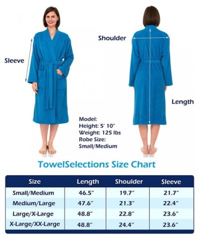 Women's Robe Turkish Cotton Terry Kimono Bathrobe Made in Turkey - Blue Depths - C4192K075UR $61.48 Robes