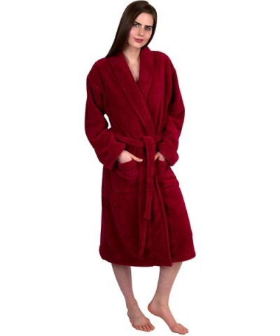 Women's Super Soft Plush Bathrobe Fleece Spa Robe Made in Turkey - Garnet Red - C111QRWV015 $69.72 Robes