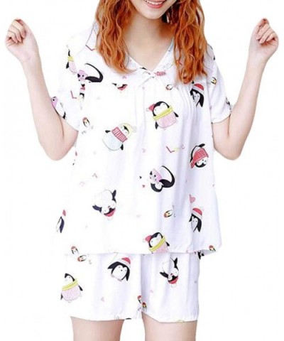 Print Nightwear Cotton Sleepwear Shirt and Shorts Pajama Outfits - 11 - CN18TT9R45M $35.33 Sets