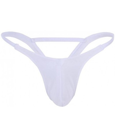 Men's Openwork Bulge Pouch Breathable G-Sting T Back See-Through Briefs Thongs Micro Bikini Underwear - White Triangle - CV18...