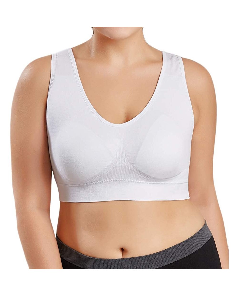 Sports Bras Women Pure Color Plus Size Ultra-Thin Large Bra Sports Bra Full Bra Cup Tops - White - C218W8D0L76 $15.58 Bustier...