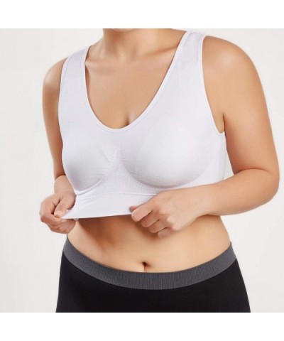 Sports Bras Women Pure Color Plus Size Ultra-Thin Large Bra Sports Bra Full Bra Cup Tops - White - C218W8D0L76 $15.58 Bustier...