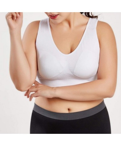 Sports Bras Women Pure Color Plus Size Ultra-Thin Large Bra Sports Bra Full Bra Cup Tops - White - C218W8D0L76 $15.58 Bustier...