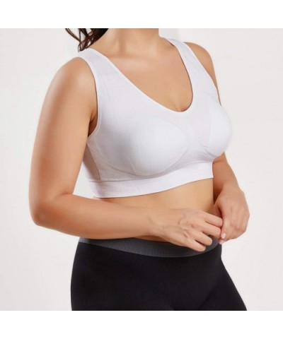 Sports Bras Women Pure Color Plus Size Ultra-Thin Large Bra Sports Bra Full Bra Cup Tops - White - C218W8D0L76 $15.58 Bustier...