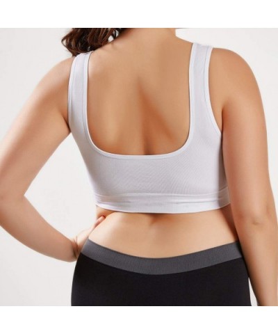 Sports Bras Women Pure Color Plus Size Ultra-Thin Large Bra Sports Bra Full Bra Cup Tops - White - C218W8D0L76 $15.58 Bustier...