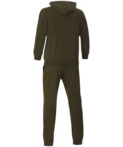 Men's Patchwork Zipper Sweatshirt Top Pants Sets Sports Suit Tracksuit - Army Green - CW18YLGOAXE $49.20 Sleep Sets