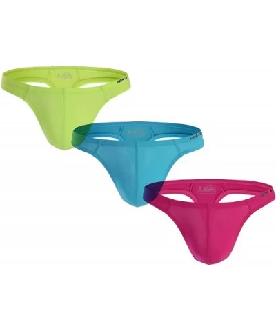 3-Pack Men's Sexy Thong Underwear Low Rise Bikini T-Back G-String (Pink- Light Blue- Fluorescent Green- S) - C51884X7983 $37....