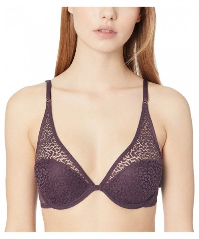 Women's Modern Lace Plunge Underwire - Aubergine Dark - CD18HH7588X $52.16 Bras