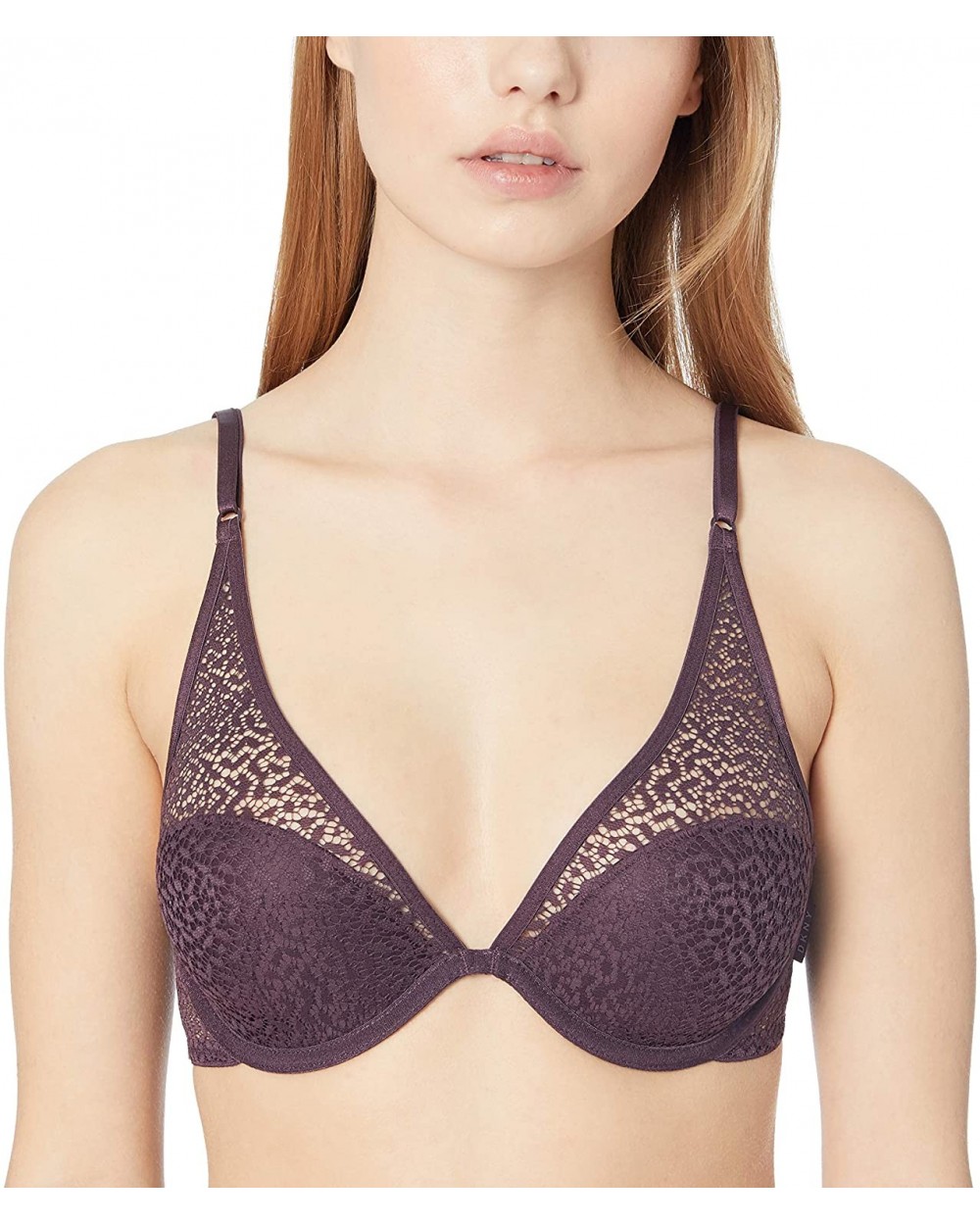 Women's Modern Lace Plunge Underwire - Aubergine Dark - CD18HH7588X $52.16 Bras