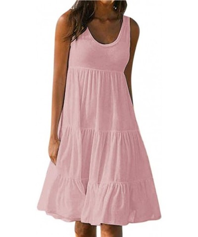 Womens Midi Dress Ruched Club Party Camis Dress Beach Sundress - Pink-0409 - C518T3YEA6Y $23.15 Slips