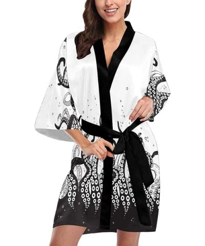 Custom Black Octopus Tail Women Kimono Robes Beach Cover Up for Parties Wedding (XS-2XL) - Multi 1 - CS194UH94W2 $80.10 Robes