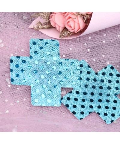 20Pcs Sexy X Pasties Breast Petals Nipple Covers Disposable Adhesive Satin Nipple Stickers Sticky Bra - Sky Blue - CP199KXUTG...