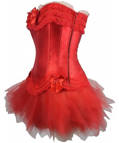 Women Renaissance Halloween Corset Dress Steampunk Gothic Victorian Bustier Skirt - S631 Red - C31263YYIBF $37.24 Bustiers & ...