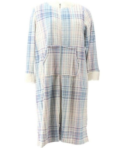 Printed Silky Plush Robe Sherpa Trim A310779 - Multi Plaid - CN19589REKQ $56.11 Robes