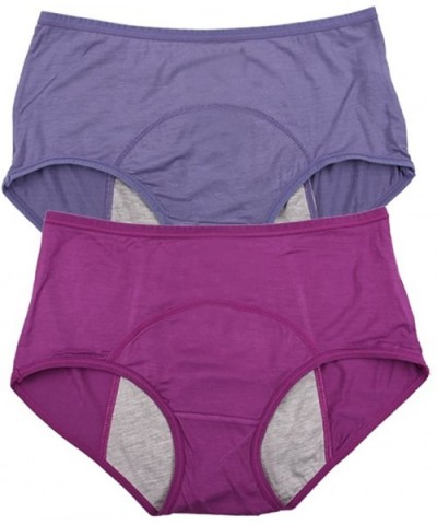 Bamboo Viscose Fiber Brief Menstrual Leakproof Panties Multi Pack US Size XXS-3XL/10 - Purple-blue - C212O1PGQBZ $24.48 Panties