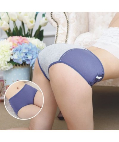 Bamboo Viscose Fiber Brief Menstrual Leakproof Panties Multi Pack US Size XXS-3XL/10 - Purple-blue - C212O1PGQBZ $24.48 Panties