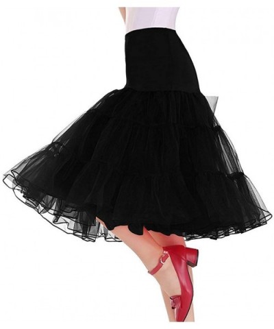 Vintage Rockabilly Skirt Women's 50s Petticoat Crinoline Underskirt - Black - CN18RR50ID8 $27.74 Slips