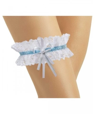 Classic Wedding Lace Garter - Elastic SOFT- Beautiful Flower - WHITE- IVORY-BLUE - White/Blue - CY12NH33BLR $19.31 Garters & ...