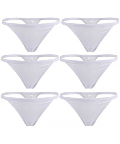 Women Cotton Low Rise Soft Breathable T-Back G-String Thong Panties Multi Packs - White-6 Packs - CR1808LO47D $14.87 Panties