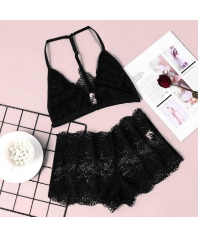 Womens Plus Size Sexy Lace Lingerie Nightwear Bra G-String Underwear Sleepwear - Black - CD18ZQUYS6Z $16.15 Garters & Garter ...