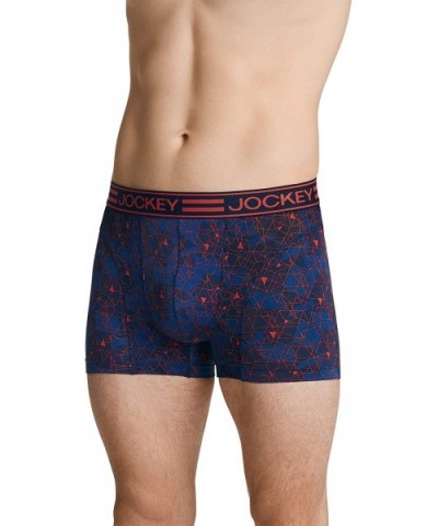 Men's Underwear Sport Cooling Mesh Performance Trunk - Blue/Red Geo Print - CK18UYU7CQN $14.79 Trunks