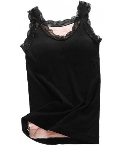 Womens Shapewear Tank Top Thermal Underwear Tops for Women Fleece Lined Lace V Neck Camisoles with Built in Bra A - CK193TTUO...