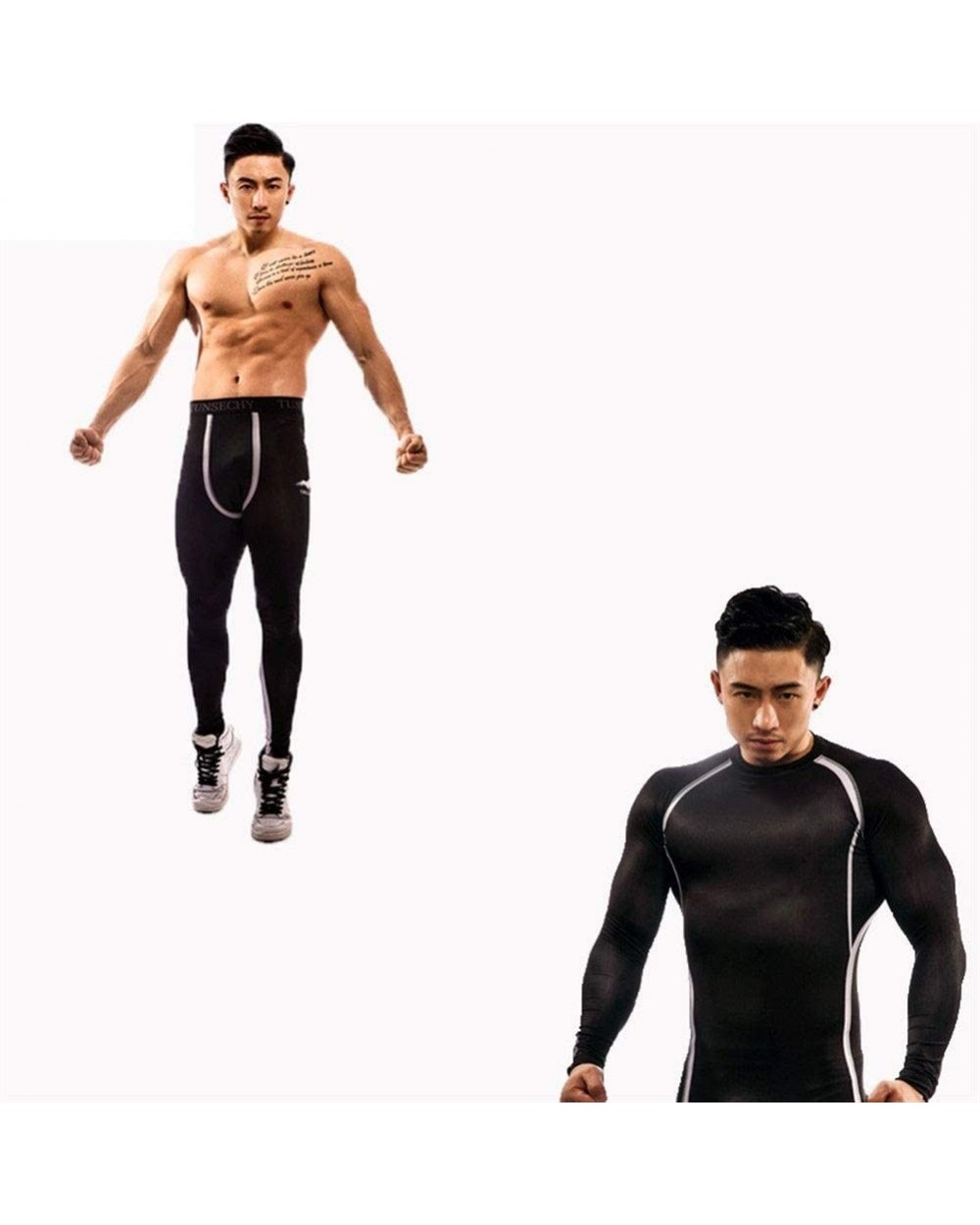 Winter Thermal Underwear Sets Men Quick Dry Stretch Men's Thermo Underwear Male Warm Long Johns Fitness (Black- Size XL) - Bl...