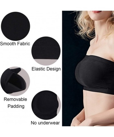 Women's Bandeau Bra Strapless Seamless Padded Bandeau Tube Bra Top 2-4 Pack - 01/3 Pack-black+nude+white - C318NM7HOS5 $33.61...