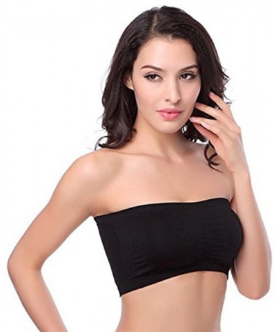 Women's Bandeau Bra Strapless Seamless Padded Bandeau Tube Bra Top 2-4 Pack - 01/3 Pack-black+nude+white - C318NM7HOS5 $33.61...