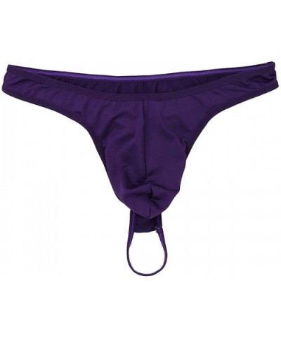 Mens Low Rise O-Ring Pouch Bikini Briefs Backless G-String Thongs Underwear - Purple - CL197Y3WTZY $23.85 G-Strings & Thongs