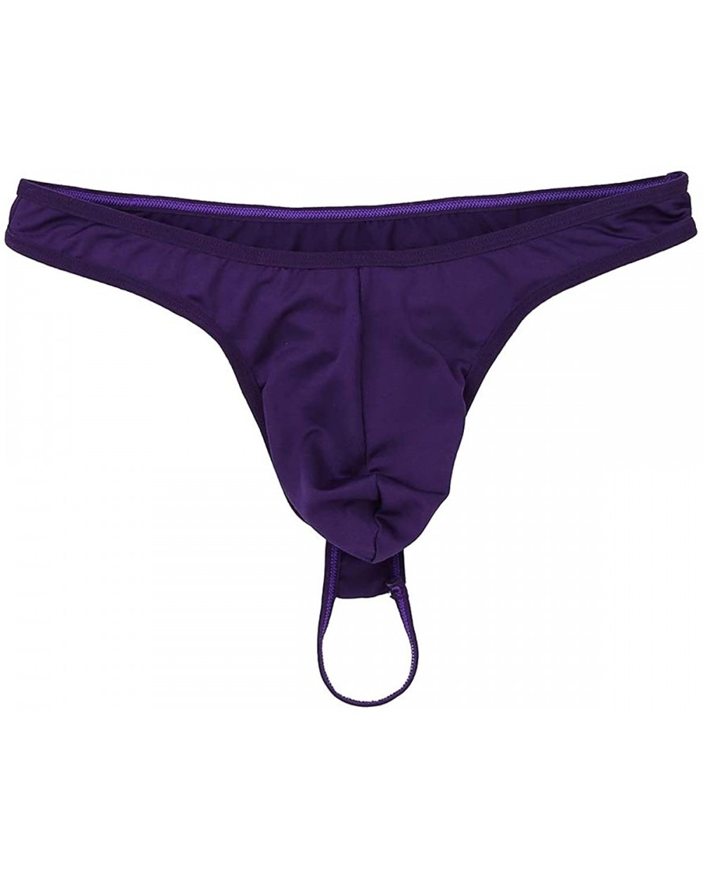 Mens Low Rise O-Ring Pouch Bikini Briefs Backless G-String Thongs Underwear - Purple - CL197Y3WTZY $23.85 G-Strings & Thongs