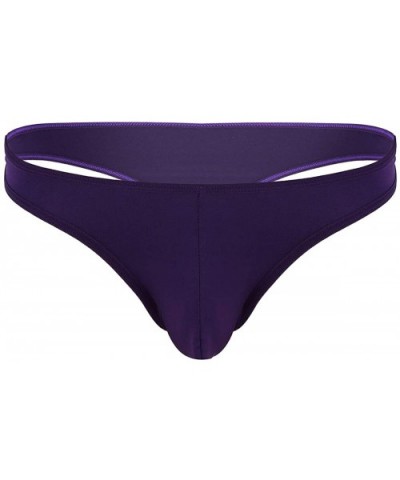 Mens Low Rise O-Ring Pouch Bikini Briefs Backless G-String Thongs Underwear - Purple - CL197Y3WTZY $23.85 G-Strings & Thongs