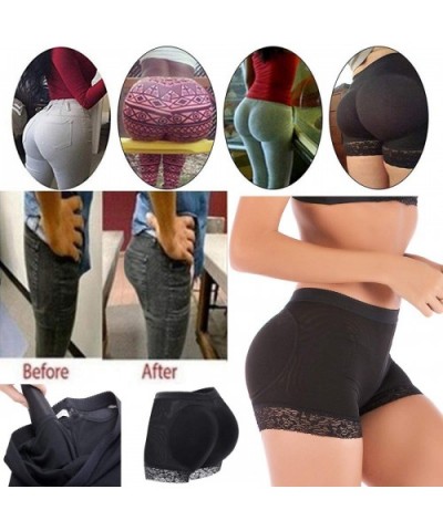 Womens Seamless Butt Lifter Padded Lace Panties Enhancer Underwear - Black - C018X4UU327 $16.03 Shapewear