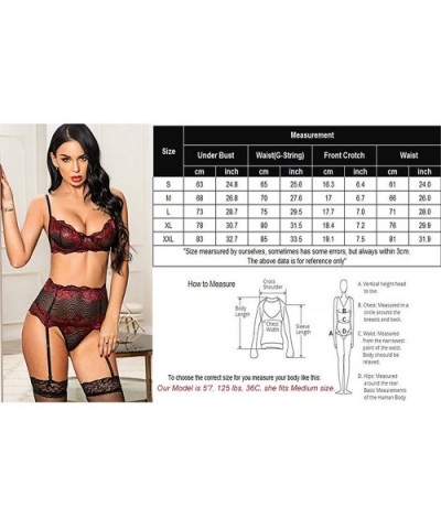 Women Lingerie Set with Garter Belts Sexy Bra and Panty Underwire Lingerie Sets - Red - CO18X8QE4DM $29.70 Garters & Garter B...