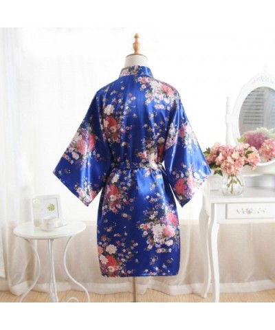 Kimono Belted Thin Short Sleeve Print Slim Fitted Sleepwear - 2 - C0193GD292Z $38.34 Tops