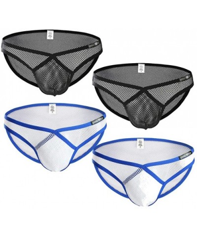 Mens Sexy Briefs See Through Mesh Openwork Low Raise Briefs Underwear - 4 Pack - CC18Q6OUYYL $15.56 Briefs