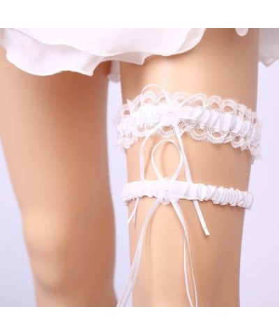 Sexy Rhinestone Lace Wedding Garters for Bride 2 Pcs Party Garter Set - R-white - C718Y0NA4ZE $21.00 Garters & Garter Belts