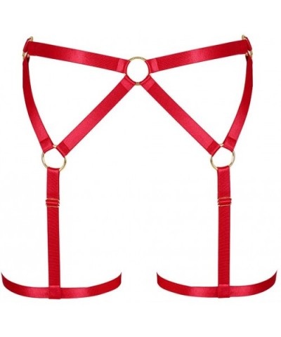 Women's Body Harness Punk Garter Punk Leg Belt Adjustment high Waist Stockings Body Belt Carnival Dance Accessories - Red - C...