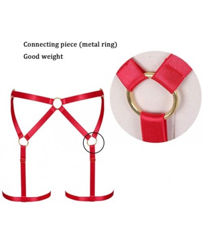 Women's Body Harness Punk Garter Punk Leg Belt Adjustment high Waist Stockings Body Belt Carnival Dance Accessories - Red - C...