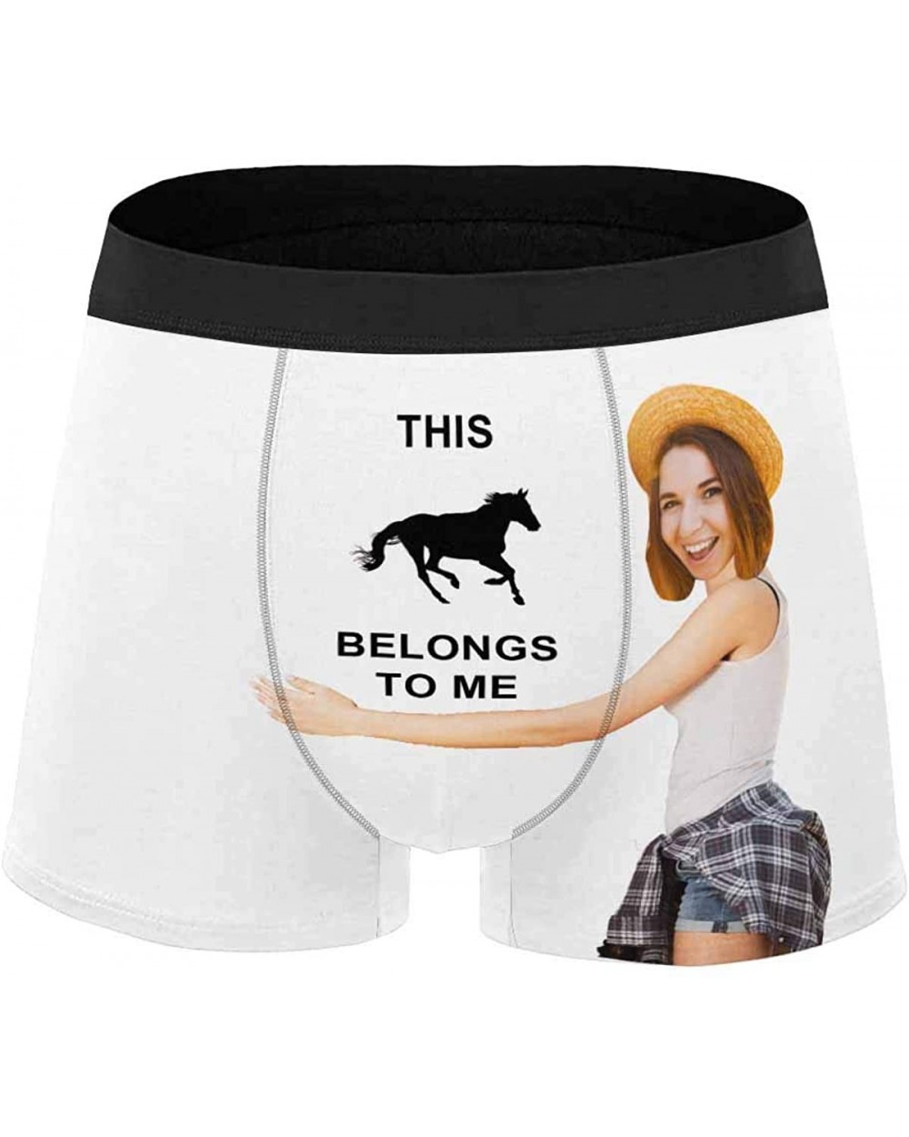 Custom Face Boxer Briefs for Man Briefs Panties Photo for Men Hug The Horse on Black - Type2 - CS19DE9AIRT $41.64 Boxer Briefs