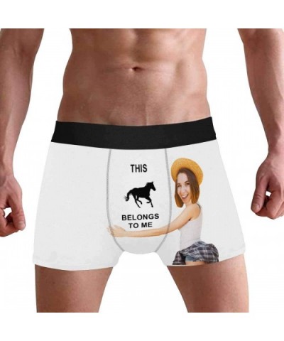 Custom Face Boxer Briefs for Man Briefs Panties Photo for Men Hug The Horse on Black - Type2 - CS19DE9AIRT $41.64 Boxer Briefs