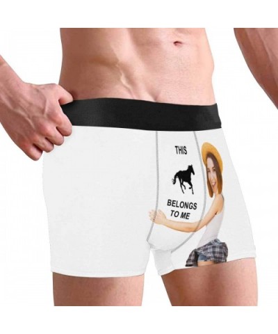 Custom Face Boxer Briefs for Man Briefs Panties Photo for Men Hug The Horse on Black - Type2 - CS19DE9AIRT $41.64 Boxer Briefs