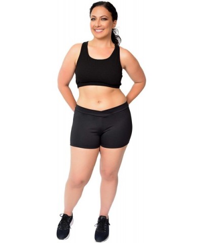 Girl's- Women's and Plus Size V-Waist Performance Polyester Stretch Booty Shorts - Black - CM18G8G5C0R $23.10 Panties